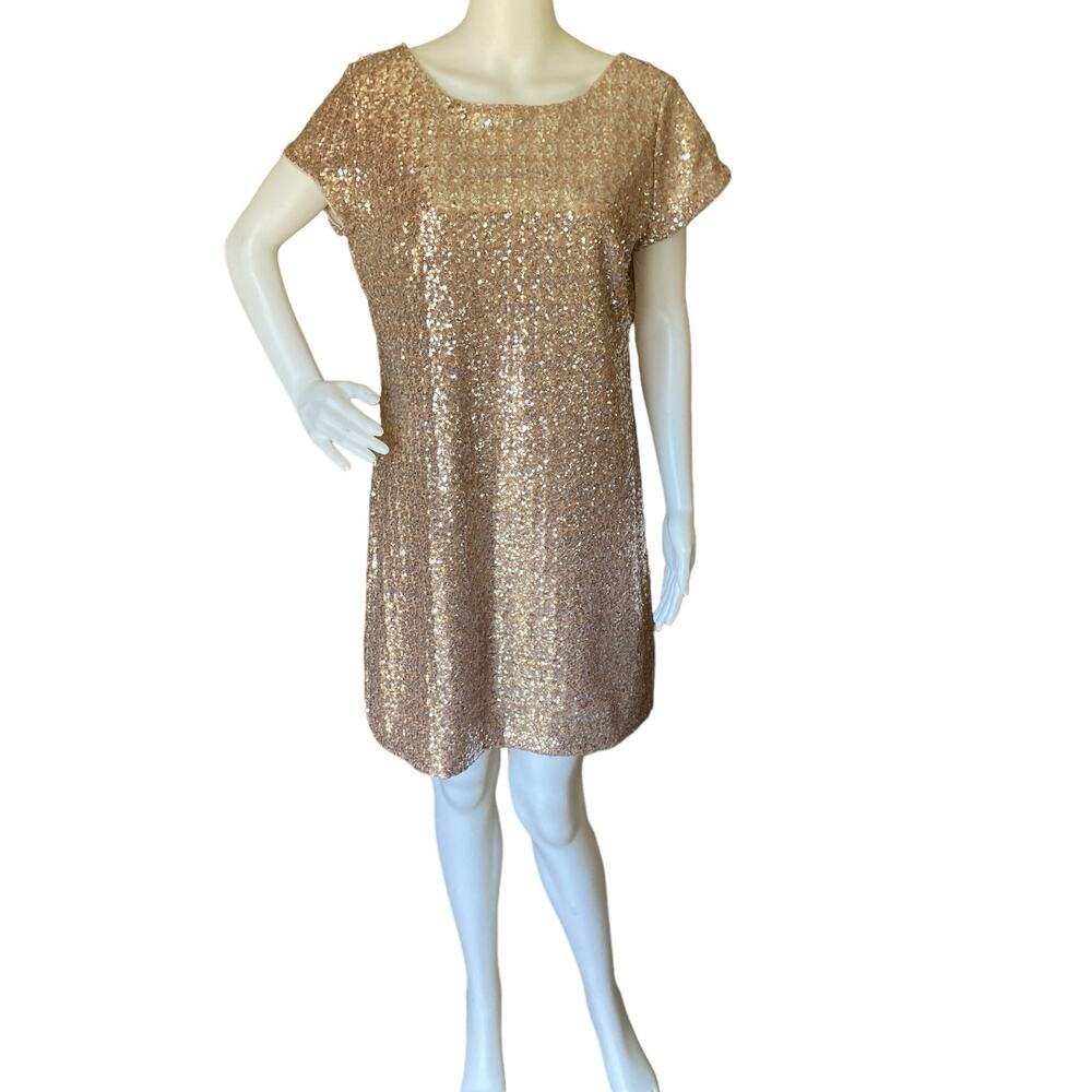 WHBM Sequin Sheath Dress Size Large Gold